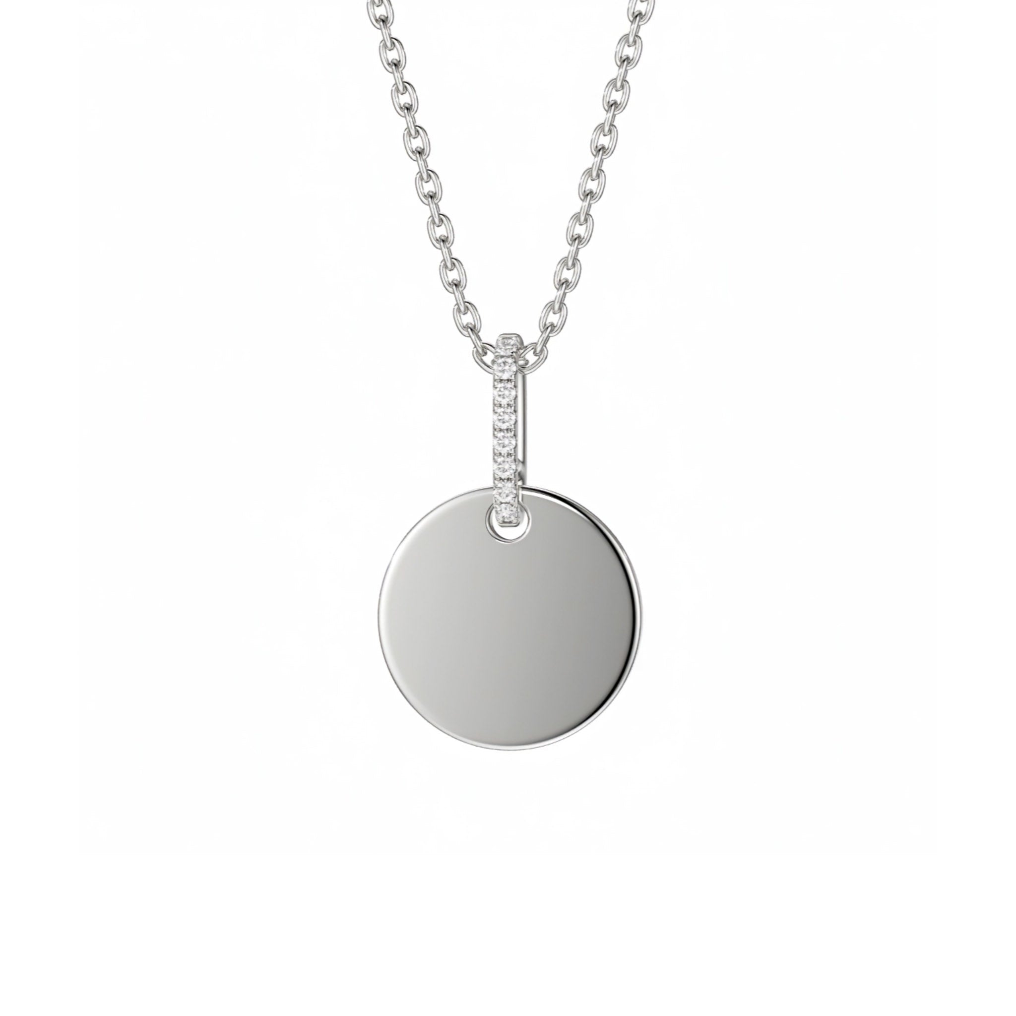 Round Disc Diamond Bail Pendant